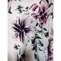 Elastyczna dzianina Jersey ze wzorem - fioletowe magnolie